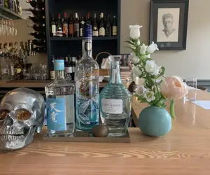 Gin bottles on bar